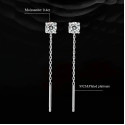 Threader/Drop Earrings Moissanite Platinum Plated 5mm Stone, 40mm Thread