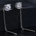 Threader/Drop Earrings Moissanite Platinum Plated 5mm Stone, 40mm Thread