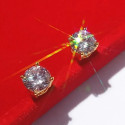 18K Gold Moissanite Diamond Earrings Authentic AU750