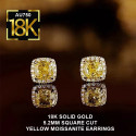 18K Gold Moissanite Yellow Stone Earrings Authentic AU750