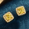 18K Gold Moissanite Yellow Stone Earrings Authentic AU750