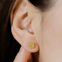 18K Gold Moissanite Yellow Stone Earrings Authentic AU750