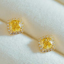 18K Gold Moissanite Yellow Stone Earrings Authentic AU750