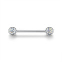 18K White Gold D-Color Moissanite Nipple Barbell – Internally Threaded (Adjustable Length, Sold Per Piece) 
