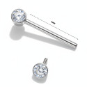 18K White Gold D-Color Moissanite Nipple Barbell – Internally Threaded (Adjustable Length, Sold Per Piece) 