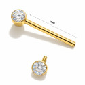18K Yellow Gold D-Color Moissanite Nipple Barbell – Internally Threaded (Adjustable Length, Sold Per Piece) 