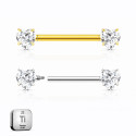 Titanium Heart CZ Nipple Barbell – 14G (Internally Threaded) 