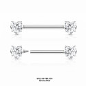 Titanium Heart CZ Nipple Barbell – 14G (Internally Threaded) 