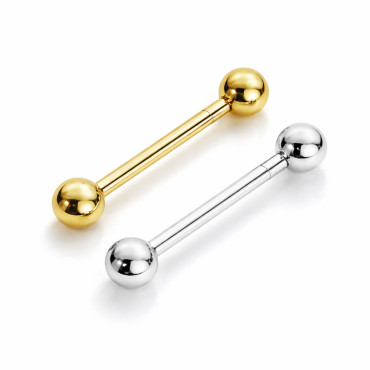 18K Gold Nipple and Tongue Barbell – Internally Threaded (Adjustable Length, Sold Per Piece)