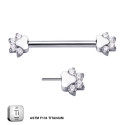 ASTM F136 Titanium Cat Paw Swarovski Studded Nipple Piercing Jewelry