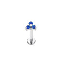 Natural Titanium 16G (1.2MM) Internally Threaded Opal Trinity Piercing Stud