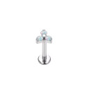 Natural Titanium 16G (1.2MM) Internally Threaded Opal Trinity Piercing Stud