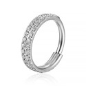 Ring_GPSS_04 ASTM F136 Titanium 16G (1.2MM) Hinged Lock Crystal Studed Silver Golden Ring Hoop Piercing