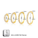 Ring_GP_02 ASTM F136 Titanium 20G (0.8MM) Click Lock Crystal Studed Golden Ring Hoop Piercing