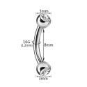 Titanium 16G (1.2MM) Internally Threaded Rook Eyebrow Piercing