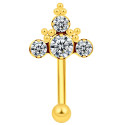 Titanium 16G (1.2MM) Internally Threaded 4CZ Rook Eyebrow Piercing