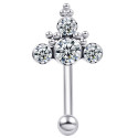 Titanium 16G (1.2MM) Internally Threaded 4CZ Rook Eyebrow Piercing
