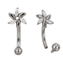 Natural Titanium 16G (1.2MM) Internally Threaded Flower Petal Rook Eyebrow Piercing