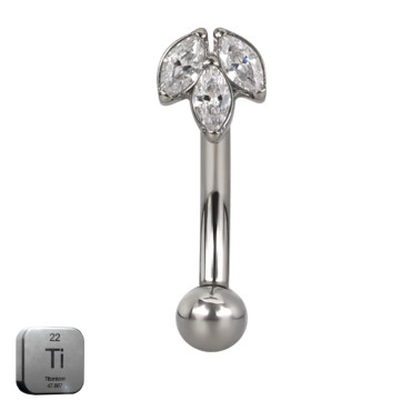Natural Titanium 16G (1.2MM) Internally Threaded Lotus Rook Eyebrow Piercing
