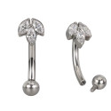 Natural Titanium 16G (1.2MM) Internally Threaded Lotus Rook Eyebrow Piercing