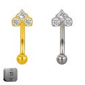 Titanium 16G (1.2MM) Internally Threaded Heart Rook Eyebrow Piercing