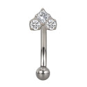 Titanium 16G (1.2MM) Internally Threaded Heart Rook Eyebrow Piercing
