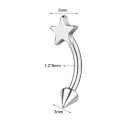 Natural Titanium 16G (1.2MM) Internally Threaded Spike with Star Rook Eyebrow Piercing