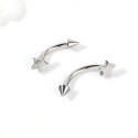 Natural Titanium 16G (1.2MM) Internally Threaded Spike with Star Rook Eyebrow Piercing