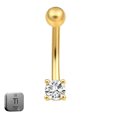 Titanium 16G (1.2MM) Internally Threaded Cubic Crystal Rook Eyebrow Piercing
