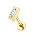 Natural Titanium 16G (1.2MM) Internally Threaded Rectangle Piercing Stud