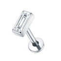Natural Titanium 16G (1.2MM) Internally Threaded Rectangle Piercing Stud