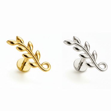 18K Gold Leaf Flat Back Stud – Internally Threaded (Sold Per Piece)