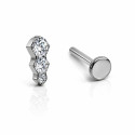 Triple CZ Titanium Flat Back Stud