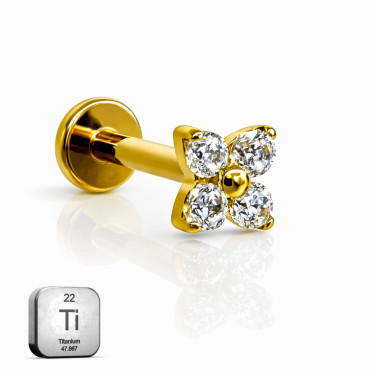 Implant-Grade Titanium Floral Flat Back Stud