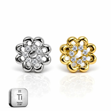 Titanium Floral Cluster Flat Back Stud