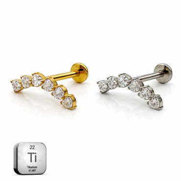 Titanium Heart Cluster Arch Flat Back Stud