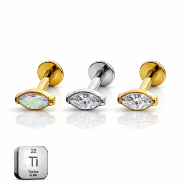 Titanium Marquise Crystal Flat Back Piercing Jewelry