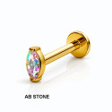 Titanium Marquise Crystal Flat Back Piercing Jewelry