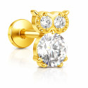 Owl Design Titanium Flat Back Stud – CZ Stones