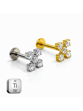 Titanium CZ Cross Cl...