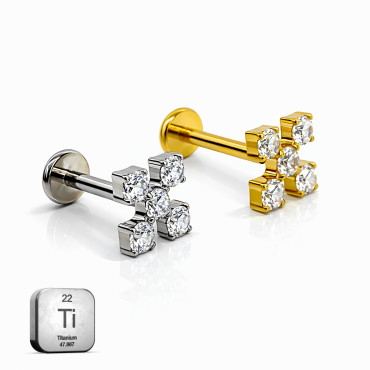 Titanium CZ Cross Cluster Flat Back Stud
