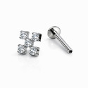 Titanium CZ Cross Cluster Flat Back Stud