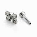 Titanium CZ Cross Cluster Flat Back Stud