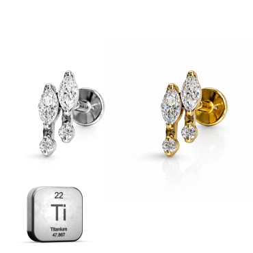 Titanium Marquise Crystal Double Drop