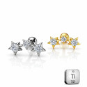 Titanium Triple Star Flat Back Stud