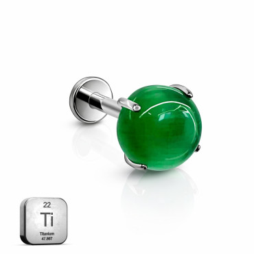 Green Cabochon Titanium Flat Back Stud