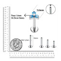 Natural Titanium 16G (1.2MM) Internally Threaded Trinity Piercing Stud