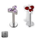 Natural Titanium 16G (1.2MM) Internally Threaded Trinity Piercing Stud
