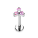 Natural Titanium 16G (1.2MM) Internally Threaded Trinity Piercing Stud