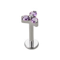 Natural Titanium 16G (1.2MM) Internally Threaded Trinity Piercing Stud